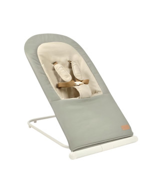 BÉABA, Transat  Pliable, 3 inclinaisons en 1 Bouton, Ultra Compact et Fin, Eazy Relax - Lichen