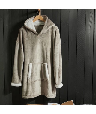 Sweat plaid polaire - TODAY - Manches longues et poche - 70 x 87 cm - Beige