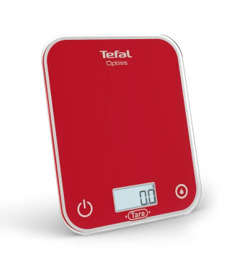 Tefal Optiss Balance de cuisine électronique, Écran rétroéclairé, Résistance aux rayures, Capacité de 5 kg, Framboise BC50U3V0