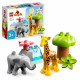 LEGO 10971 DUPLO Animaux Sauvages d'Afrique, Jouet sur le Safari des 2 Ans avec Figurines d'Éléphant et  Girafe avec Tapis de…