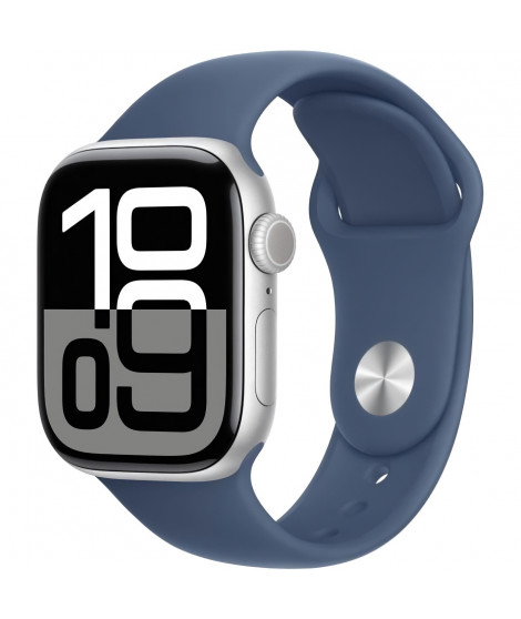 Apple Watch Series 10 GPS + Cellular - 42mm - Boîtier Silver Aluminium - Bracelet Denim Sport Band - M/L
