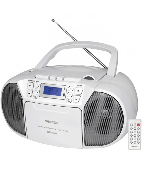 Lecteur CD / Casettes - SENCOR - SPT 3907 W - 4 W - Bluetooth - Blanc