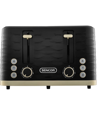 Grille-pain - SENCOR - STS 7551BK - 1600 W - 4 fentes - Noir / or