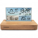 Réveil station météo - THOMSON - Bois clair - Affichage température, Hygrométrie, Double alarme, USB-C, Sonde sans fil