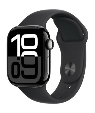 Apple Watch Series 10 GPS + Cellular - 42mm - Boîtier Jet Black Aluminium - Bracelet Black Sport Band - M/L