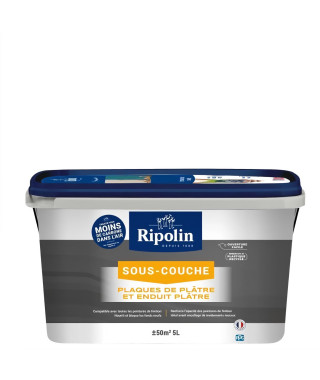 Peinture sous-couche plaque de platre - RIPOLIN - 290382 - Blanc - Mat - 5 L