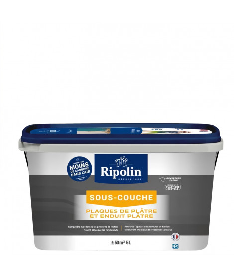 Peinture sous-couche plaque de platre - RIPOLIN - 290382 - Blanc - Mat - 5 L