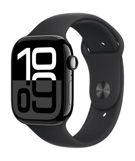 Apple Watch Series 10 GPS + Cellular - 46mm - Boîtier Jet Black Aluminium - Bracelet Black Sport Band - S/M