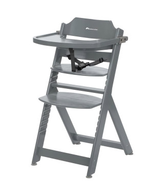 BEBECONFORT Timba Chaise haute bébé, Chaise bois, De 6 mois a 10 ans (30kg), Warm Grey