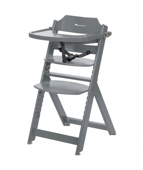 BEBECONFORT Timba Chaise haute bébé, Chaise bois, De 6 mois a 10 ans (30kg), Warm Grey