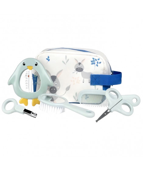 BEBECONFORT Trousse de toilette complete pour bébé, 5 accessoires, Lovely Donkey