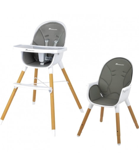 BEBECONFORT AVISTA Chaise haute évolutive, Des 6 mois jusqu' a 6 ans (30 kg), se transforme en petite chaise enfant, Warm Grey