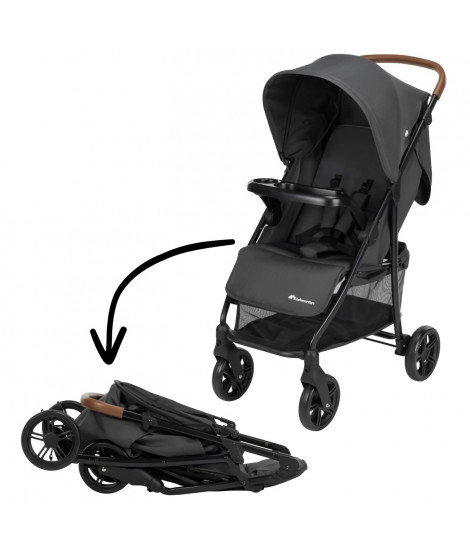 BEBECONFORT MISTY, Poussette compacte,  confortable, grand panier, des la naissance jusqu'a 4 ans,0 a 22 kg, Mineral Graphite