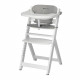 BEBECONFORT TIMBA + coussin Chaise haute bébé, Chaise bois évolutive, de 6 mois a 99 ans, Chaise White et coussin gray