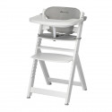 BEBECONFORT TIMBA + coussin Chaise haute bébé, Chaise bois évolutive, de 6 mois a 99 ans, Chaise White et coussin gray