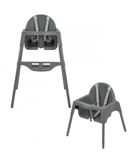 BEBECONFORT Meely Chaise haute bébé 2 en 1, évolutive en petite chaise, De 6 mois a 3 ans (15kg), Dark grey