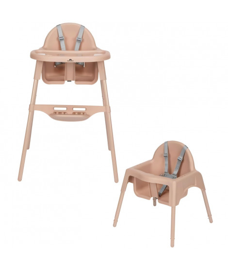 BEBECONFORT Meely Chaise haute bébé 2 en 1, évolutive en petite chaise, De 6 mois a 3 ans (15kg), Nude