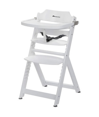 BEBECONFORT Timba Chaise haute bébé, Chaise bois, De 6 mois a 10 ans (30kg), Blanc