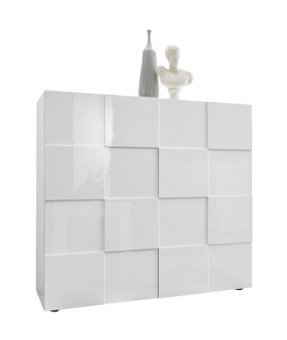 Buffet - MILANO - 2 portes - Blanc laqué brillant - 121 x 42 x 111 cm