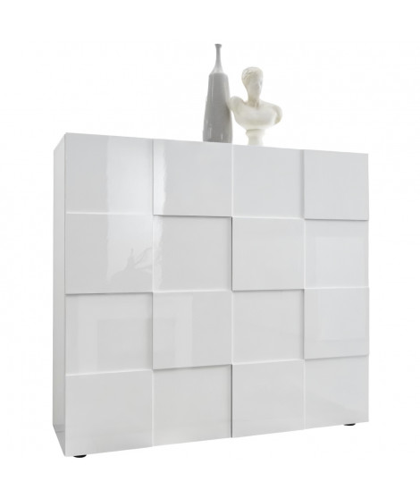 Buffet - MILANO - 2 portes - Blanc laqué brillant - 121 x 42 x 111 cm