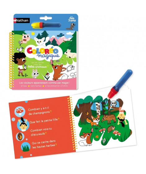 Coloréo - Bébés animaux - NATHAN - Coloriage a l'eau pour enfants de 3 ans et plus
