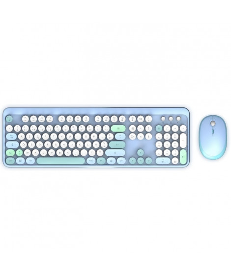 Combo sans fil clavier + souris - MOBILITY LAB - Pure Color - Bleu - Design ergonomique - Frappe discrete