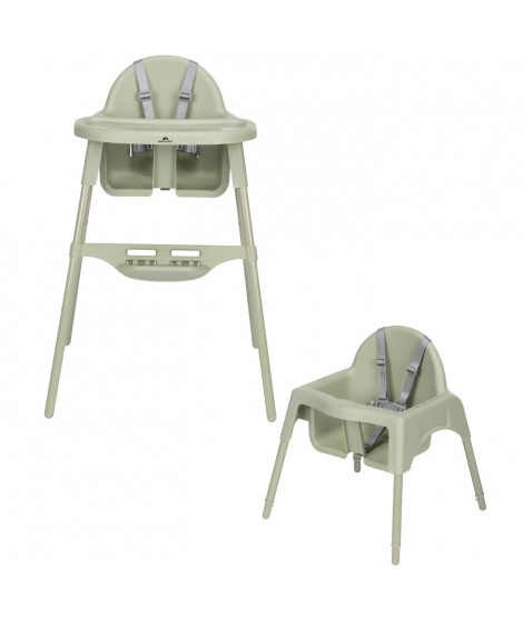 BEBECONFORT Meely Chaise haute bébé 2 en 1, évolutive en petite chaise, De 6 mois a 3 ans (15kg), Mineral Green