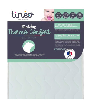 Matelas Thermo confort - 60 x 120 x 10 cm - Blanc - TINEO