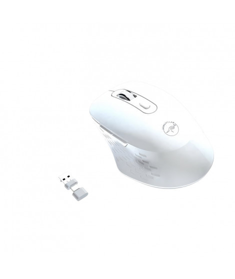 Souris sans fil - MOBILITY LAB - Omega - Bluetooth et récepteur 2,4GHz - Blanc - Clics silencieux - Précision réglable