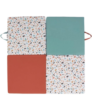 Tapis d'éveil Malin - TINEO - Tapis évolutif multifonction 3-en-1 - 120 x 120 cm - Géométrique / Animaux rigolos