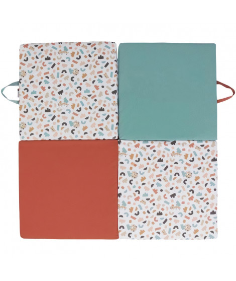 Tapis d'éveil Malin - TINEO - Tapis évolutif multifonction 3-en-1 - 120 x 120 cm - Géométrique / Animaux rigolos