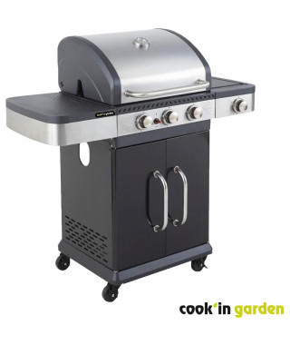 Barbecue a gaz - COOK'IN GARDEN - FIDGI 3 - 3 brûleurs + Side - Noir