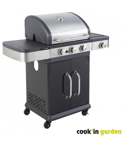 Barbecue a gaz - COOK'IN GARDEN - FIDGI 3 - 3 brûleurs + Side - Noir