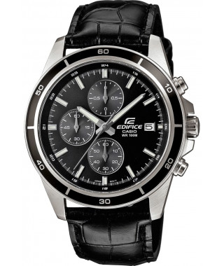 CASIO - Montre en cuir véritable - EDIFICE - Noir