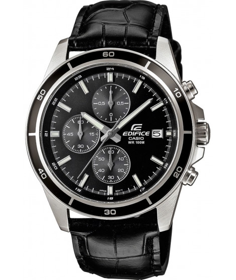 CASIO - Montre en cuir véritable - EDIFICE - Noir