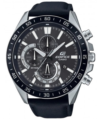 CASIO - Montre en cuir véritable - EDIFICE - Noir