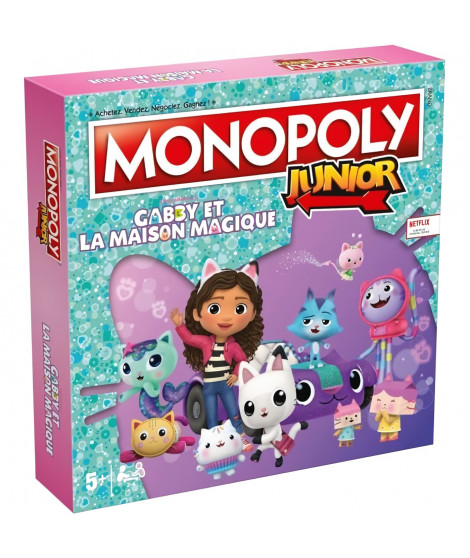 Jeu de société - WINNING MOVES - Monopoly Junior Gabby et la Maison Magique - Version enfant Gabby's Dollhouse