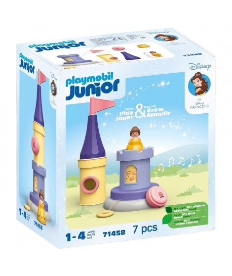 PLAYMOBIL Junior 71458 Belle, Tourelle avec musique, Disney, Des 12 mois