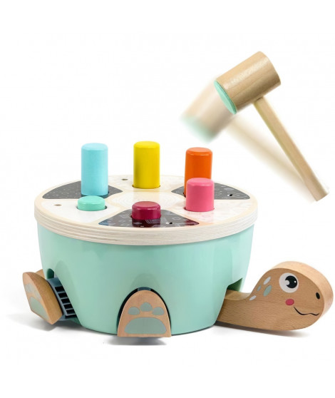 Jeu de Tape-Tape Tortue - TOP BRIGHT - Bâtons Colorés - Marteau en Bois - Pattes - Tete - Queue