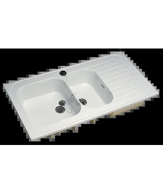 EVIER ROMANS 120X60  2 CUVES - 1 EGOUTTOIR BLANC