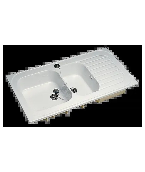 EVIER ROMANS 120X60  2 CUVES - 1 EGOUTTOIR BLANC