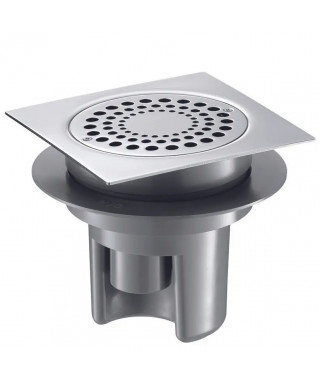 SIPHON DE SOL CHROME 150X150 HAUTEUR REGLABLE A 85MM