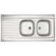 EVIER INOX MONOBLOC A POSER 120-60 "NF" 2 CUVES - 1 EGOUTTOIR 18/10