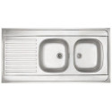EVIER INOX MONOBLOC A POSER 120-60 "NF" 2 CUVES - 1 EGOUTTOIR 18/10