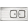 EVIER INOX MONOBLOC A POSER 120-60 "NF" 2 CUVES - 1 EGOUTTOIR 18/10