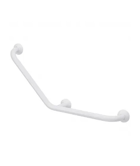 BARRE D'APPUI COUDEE 135° Ø30 L40 3 POINTS DE FIXATION ALU+ EPOXY BLANC VIS CACHEES