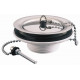 BONDE EVIER GRILLE INOX A BOUCHON PLASTIQUE - ENCOMBREMENT SOUS EVIER 28MM