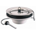 BONDE EVIER GRILLE INOX A BOUCHON PLASTIQUE - ENCOMBREMENT SOUS EVIER 28MM