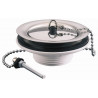 BONDE EVIER GRILLE INOX A BOUCHON PLASTIQUE - ENCOMBREMENT SOUS EVIER 28MM