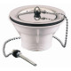 BONDE EVIER GRILLE INOX A BOUCHON PLASTIQUE - ENCOMBREMENT SOUS EVIER 50